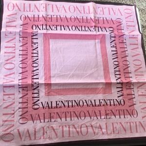 VALENTINO unisex cotton logo printed pocket square